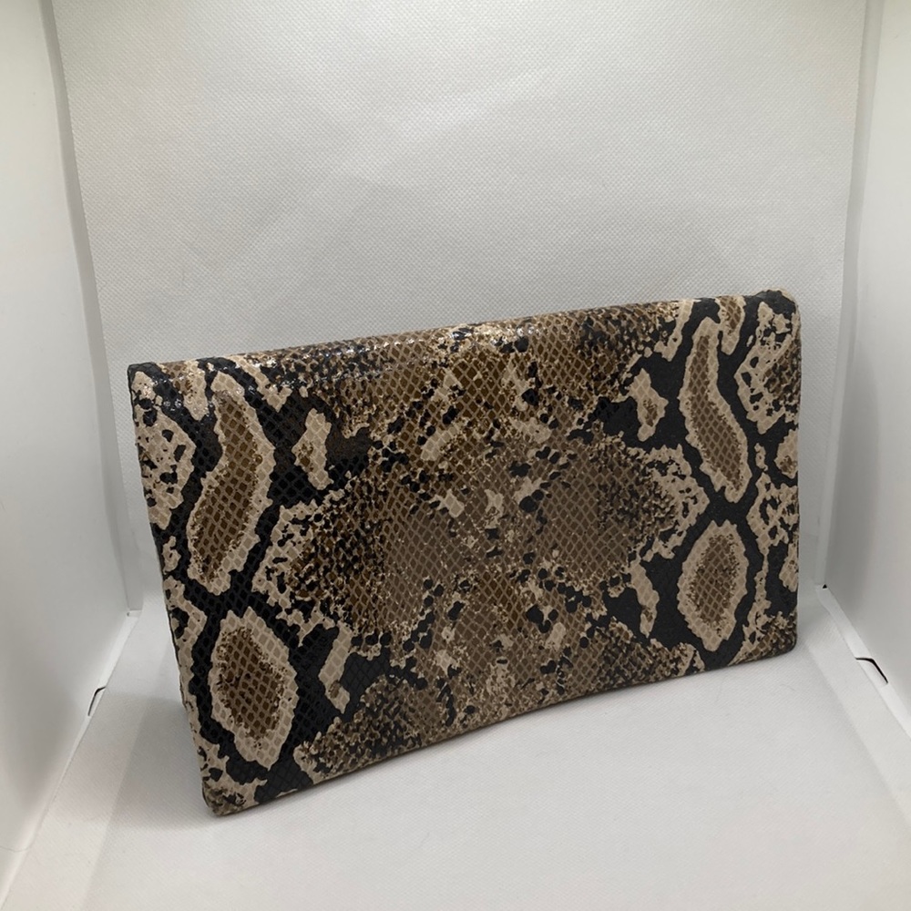 Ann Taylor Multi Color Embossed Python Clutch - N… - image 1